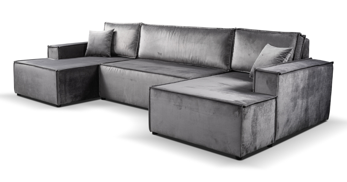 Calix U shaped graphite corner sofa bed